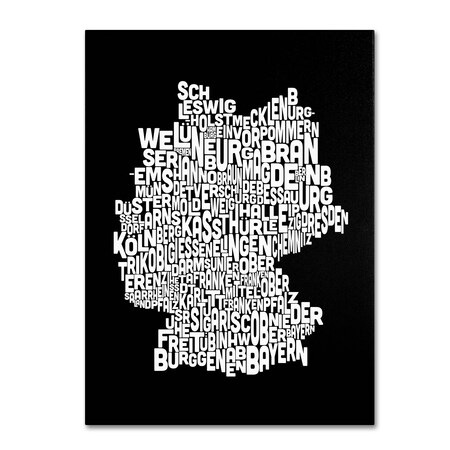 Trademark Fine Art Michael Tompsett 'Germany Regions Map' Canvas Art, 30x47 MT0288-C3047GG